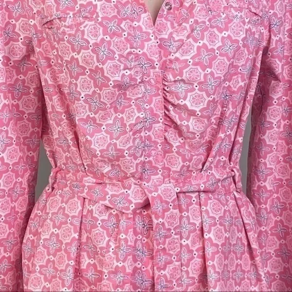 L.L.BEAN pink w/white and black lightweight “Shacket” (shirt/jacket), Large. EUC - Image 9