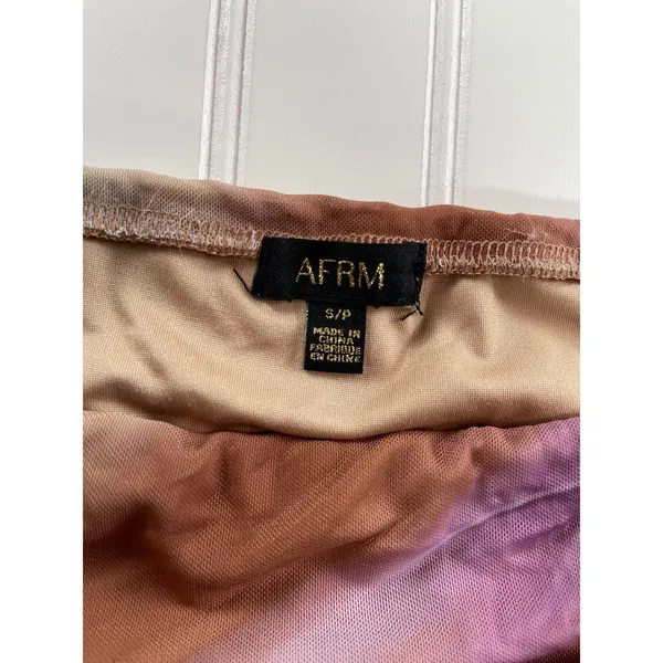 AFRM Y2K Women Purple Orange Abstract Marble Mesh Maxi Skirt Y2K Bodycon Size S - Image 7