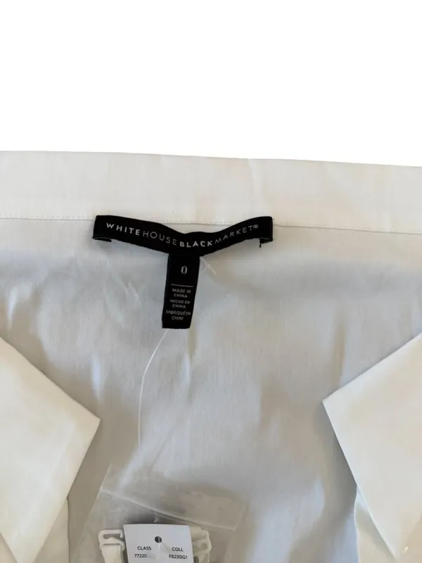 WHITE HOUSE BLACK MARKET White Off The Shoulder Poplin Top Size 0 NEW NWT - Image 4