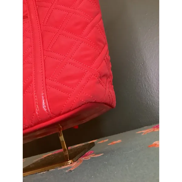 Vera Bradley Bright Red‎ Quilted Tote Bag with Patent Accents and Scarf Detail - Image 3