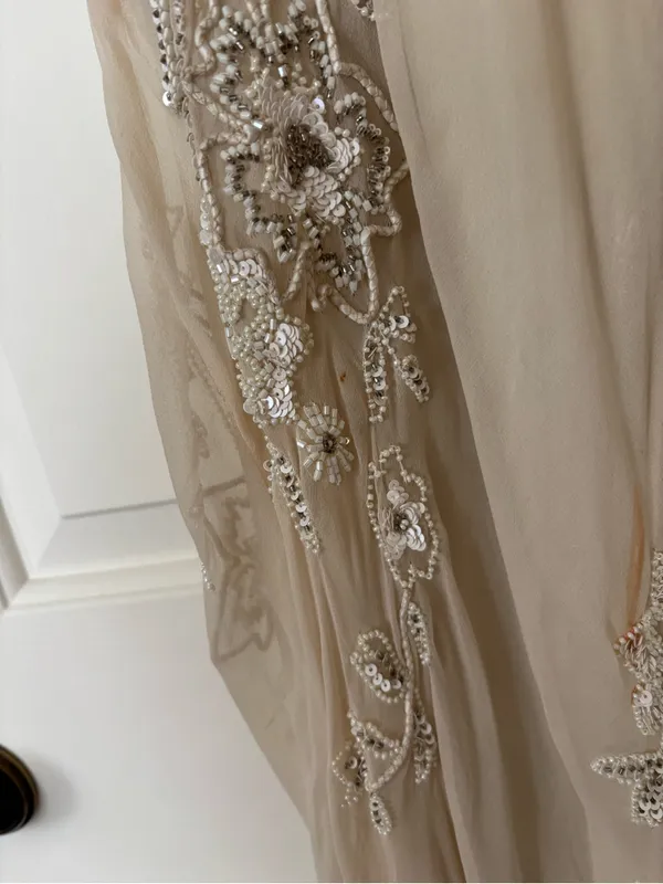 Scala Silk Beaded Cream Maxi Dress - Image 3