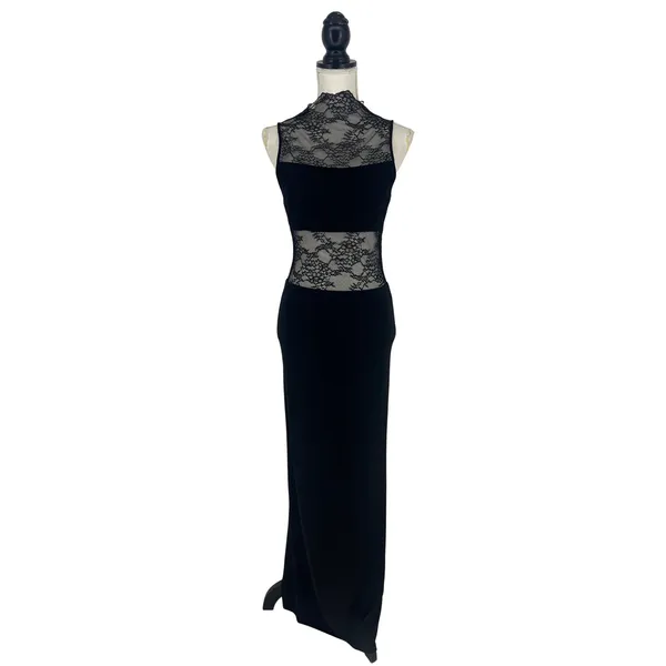 Alice + Olivia Nichol Lace Panel Sleeveless Maxi‎ Dress Black Size 6 NWT - Image 2