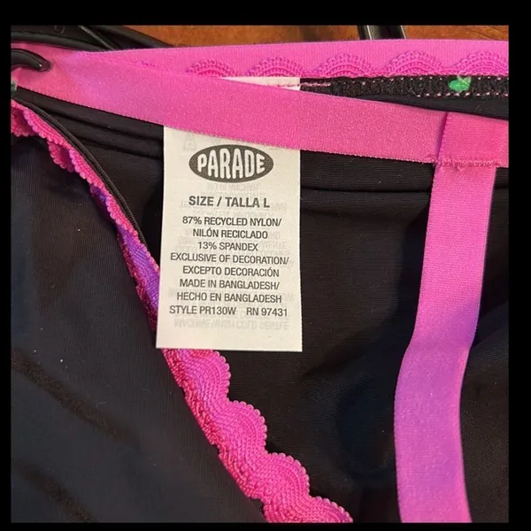 Parade Pink and Black Bralette and Thong Set(Size Large) - Image 5