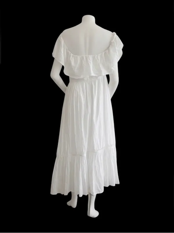 MAJORELLE White Selvaggia Midi Dress Tiered Ruffle Off The Shoulder Size Medium - Image 11