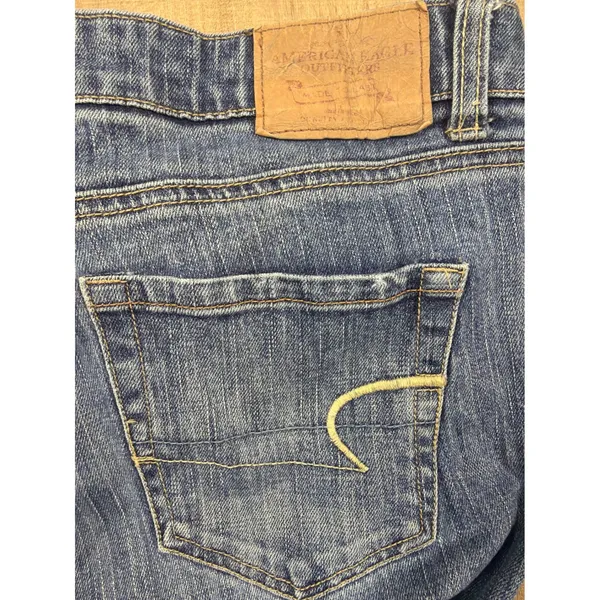 American Eagle Hipster Jeans Womens 12 Reg Blue Flare Leg Y2K Vintage 2002 - Image 6