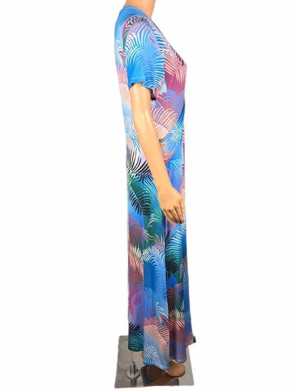 SOFT SURROUNDINGS Anya Ombré Palm Twist Front Maxi Dress Stretch Size Small - Image 4