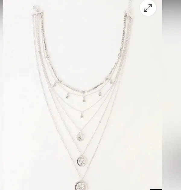 Lulus Made of Stardust Silver Rhinestone Layered Coin Necklace - Image 2