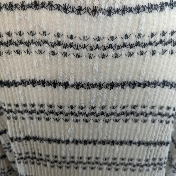 Altar'd State Pullover Small White Black‎ Striped Knit V Neck Tie Front Sweater - Image 6