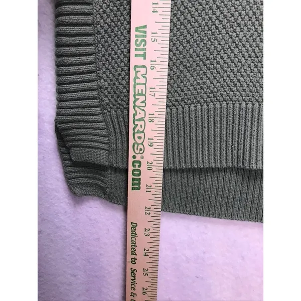 Madewell Crewneck Sweater Womens XS Green Excellent Textured Knit High Low Hem‎ - Image 11