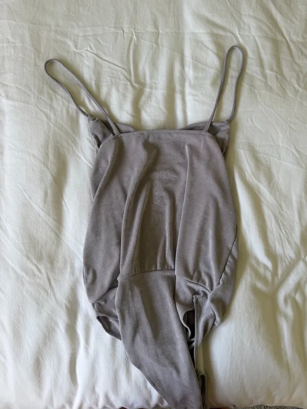 Zara Silver Draped Cowl Neck Bodysuit - Image 5