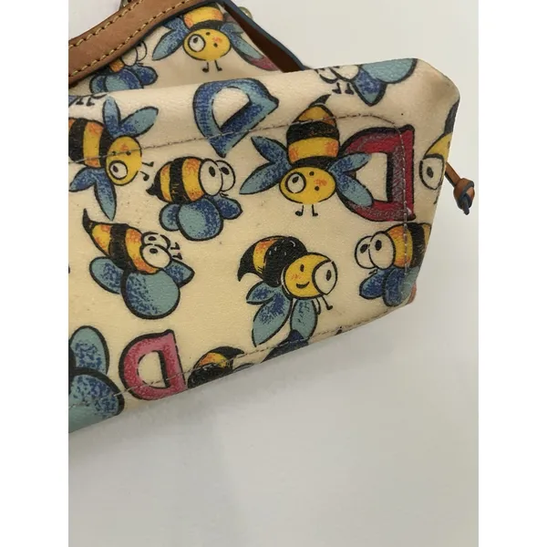 RARE VTG Y2K Dooney & Bourke Bumble Bee Print Shoulder Bag Leather canvas - Image 9