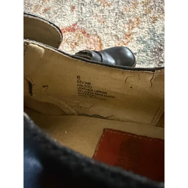 American Eagle Vintage Grunge Divine Black Leather Platform Chunky Block Shoes 6 - Image 5