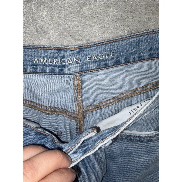 American Eagle Jeans Size 6 Short Wide Leg Baggy Distressed Skater Jeans 2 Tone - Image 6