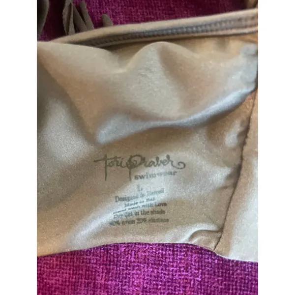 TORI PRAVER Dusty Fringe Bikini Top in Hazel Strapless Bandeau Size Large /L - Image 4