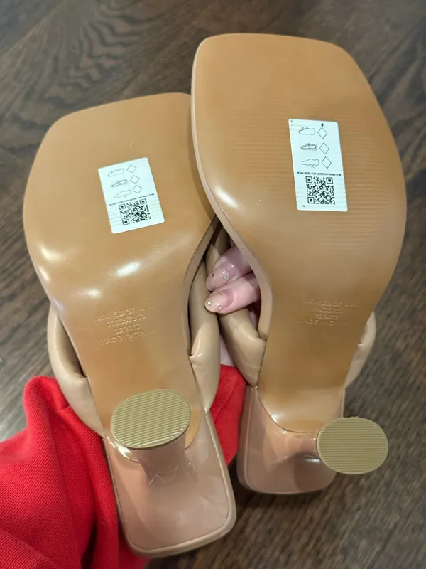 ASOS Beige Square Toe Flip Flop Heels Size 6 - Image 5