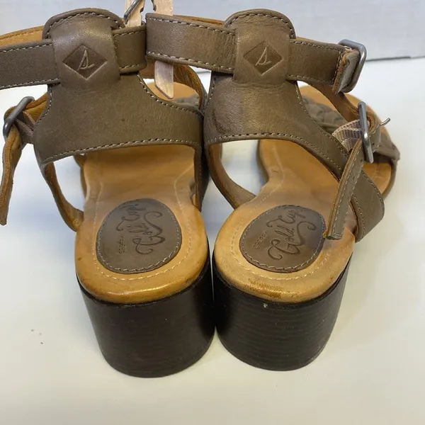 Sperry gold cup tan leather sandals size 7M - Image 3