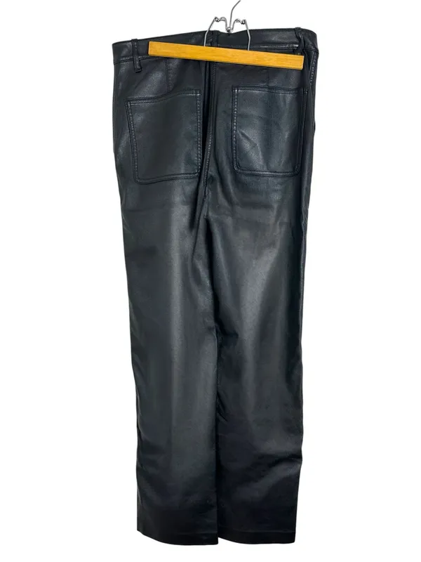 Aritzia Wilfred Lucy Wide straight leg Faux Leather Utility Pants Black Size 8 M - Image 6