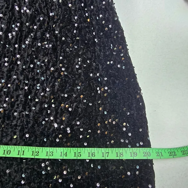 Baltic Born NWOT Julia Sequin Maxi‎ Dress Black Long Sleeve Side Slit L - Image 11