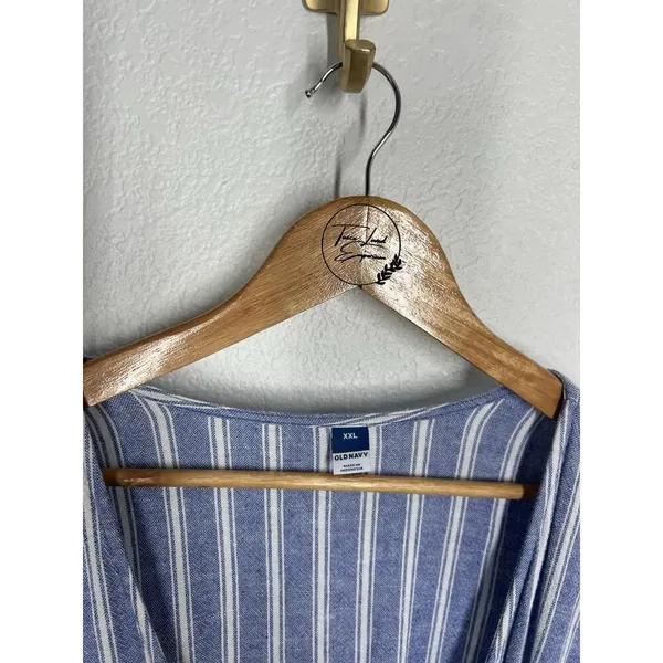 Old Navy XXL Striped Puff Sleeve Mini Wrap Dress Blue White - Image 2