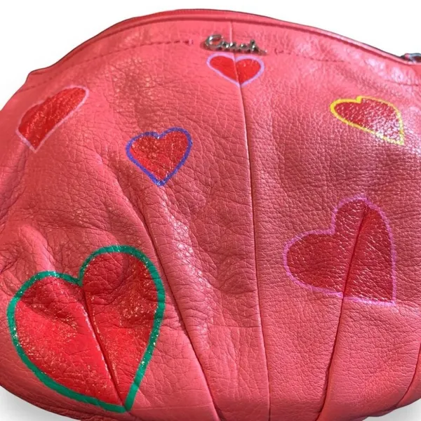 Coach Hand Painted Hearts Pink Shoulder Bag - Image 9