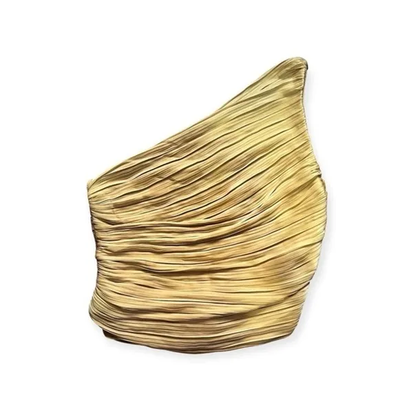 Joie‎ Womens Gold One Shoulder Pleated Top Small NEW - Image 3