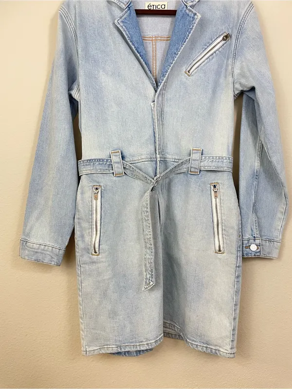 Etica Aurora Moto Denim Mini Dress Size Large‎ - Image 6
