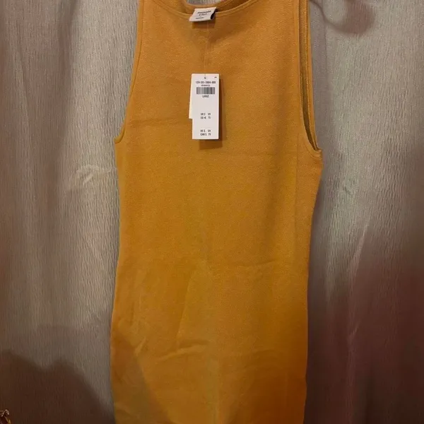 Abercrombie & Fitch NWT‎ Mustard Yellow High Neck Knit Mini Dress Large - Image 4