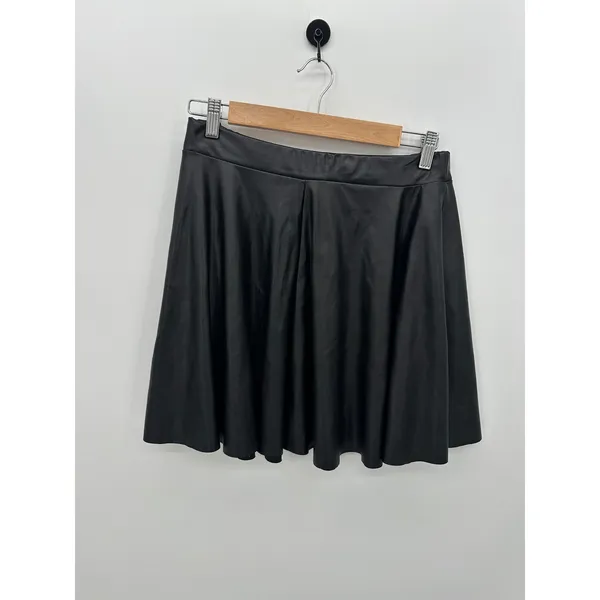 Rainbow Sandals Womens Faux Leather Skater Skirt Size L Black Grunge‎ Emo Witchy Tennis - Image 2