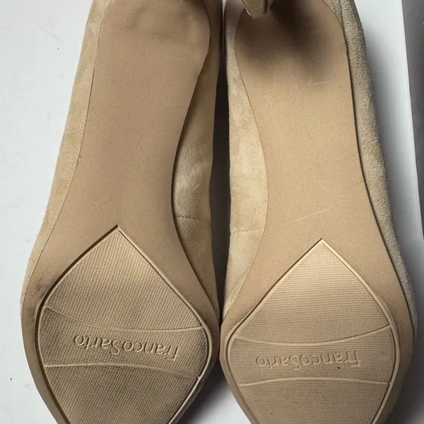 Franco Sarto Toya Suede Pumps Size 7.5, Chiffon Classic Beige Heels, Pointed Toe - Image 7