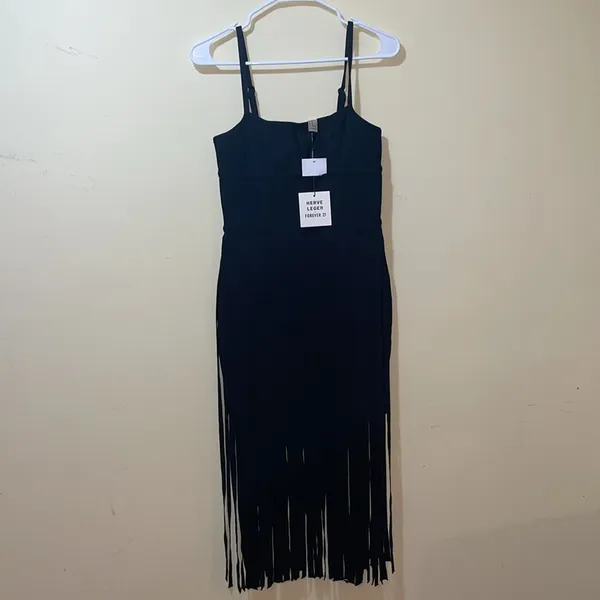 Women’s New Herve Leger x Forever 21 Transparent Black Bustier Fringe Bustier Ba - Image 6