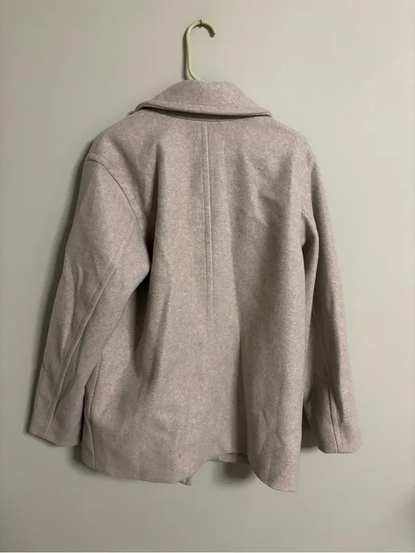 Old Navy Beige Double-Breasted Peacoat Jacket Women's Size Large Classic - Image 2