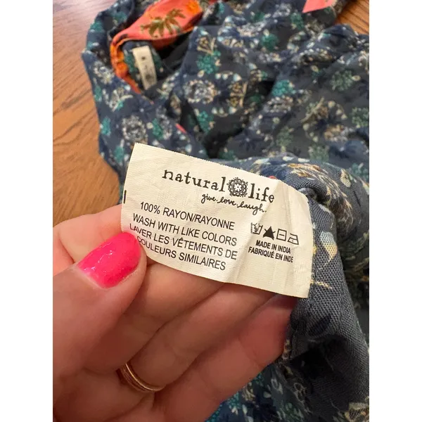Natural Life Teal Floral Halter Neck Tiered Mini Dress Blue Green Coral Medium - Image 7