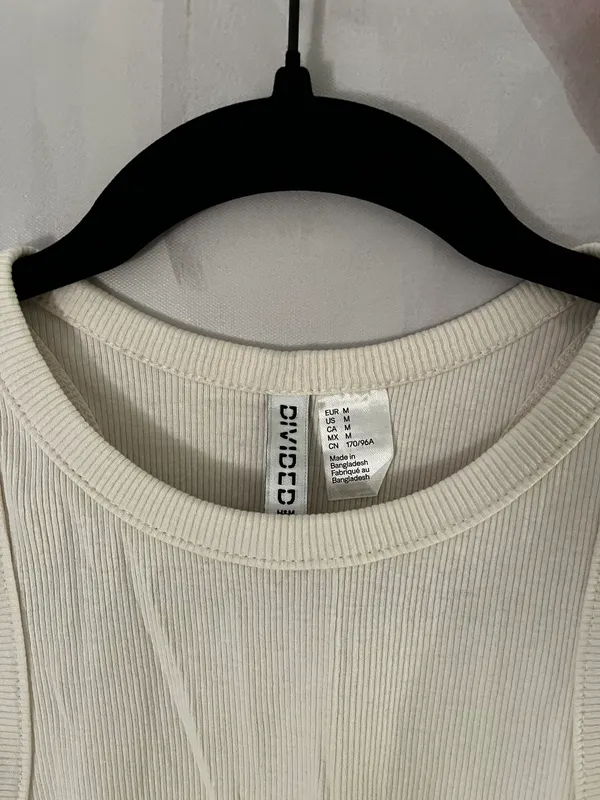 H&M White Basic Ribbed Tank Top - Image 2