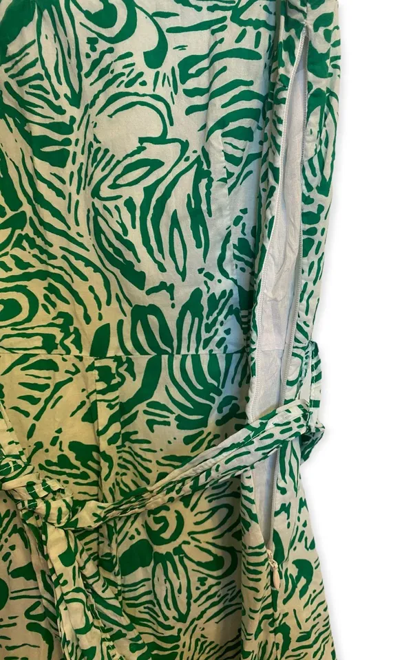 George Green and White Floral Sleeveless Fit and Flare Knee Length Dress Size 4 - Image 3