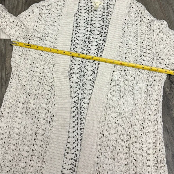Matilda Jane Cream Crochet Open Knit Long Duster Cardigan Sweater S - Image 2