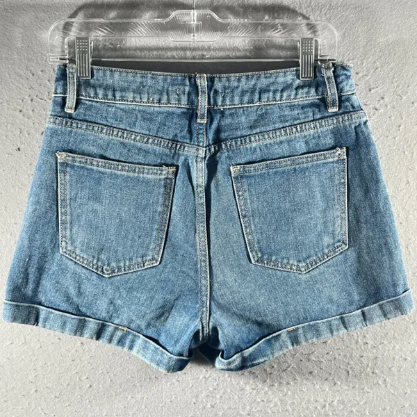 1023 |‎ PacSun High Waisted Cuffed Denim Jean Shorts Blue Womens 26 - Image 2