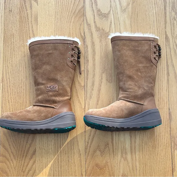 UGG Klarissa Chestnut Leather‎ Thinsulate Shearling High Boots Size 6 - Image 4