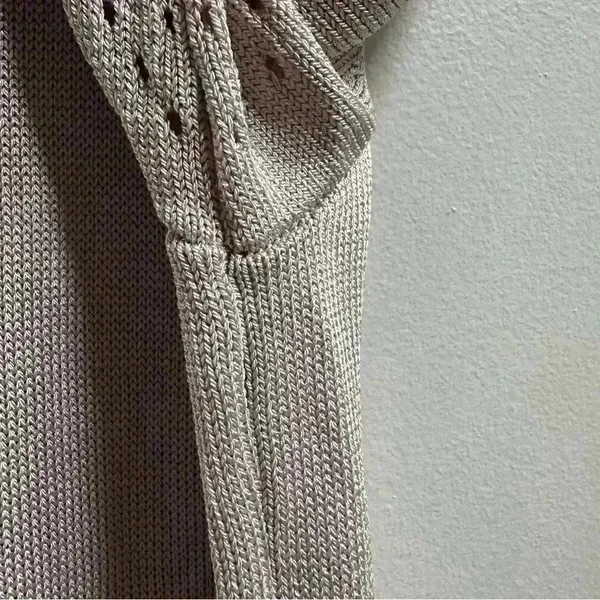 COS Women’s Short Sleeve Knit Summer Sweater‎ Beige Cream Cutout Minimalist M - Image 5