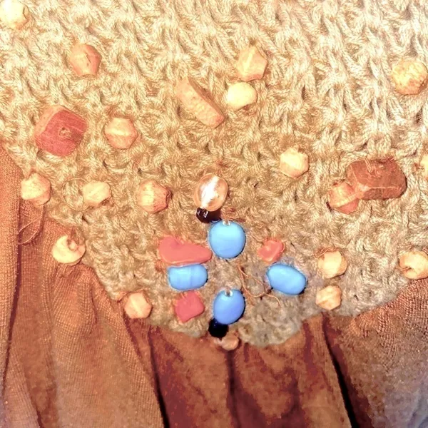 DIMRI hand beaded brown cropped camisole/top. V neckline. Size Medium. Washable. - Image 3