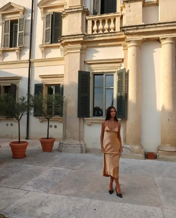 Zara maxi dress bodycon slip satin ruffle carmel evening wedding cocktail - Image 3