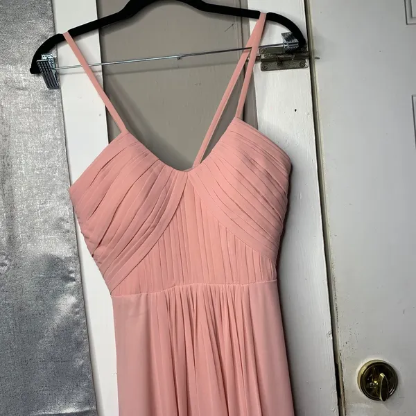 Bariano BHLDN Peach pleated maxi gown size XS bridesmaid wedding guest‎ summer - Image 3