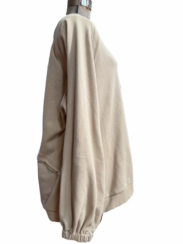 POL French terry pullover sweatshirt crisscross strappy open-back raw hem detail - Image 6