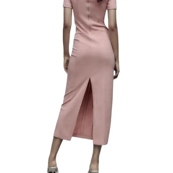 Zara Off-The-Shoulder Bodycon Midi Dress Powder Pink XS Party Cocktail Formal - Image 5