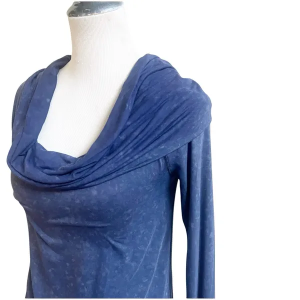 We The Free Purple Cosmo Cowl Neck Blue Sapphire Long Sleeve Off Shoulder Tunic - Image 5
