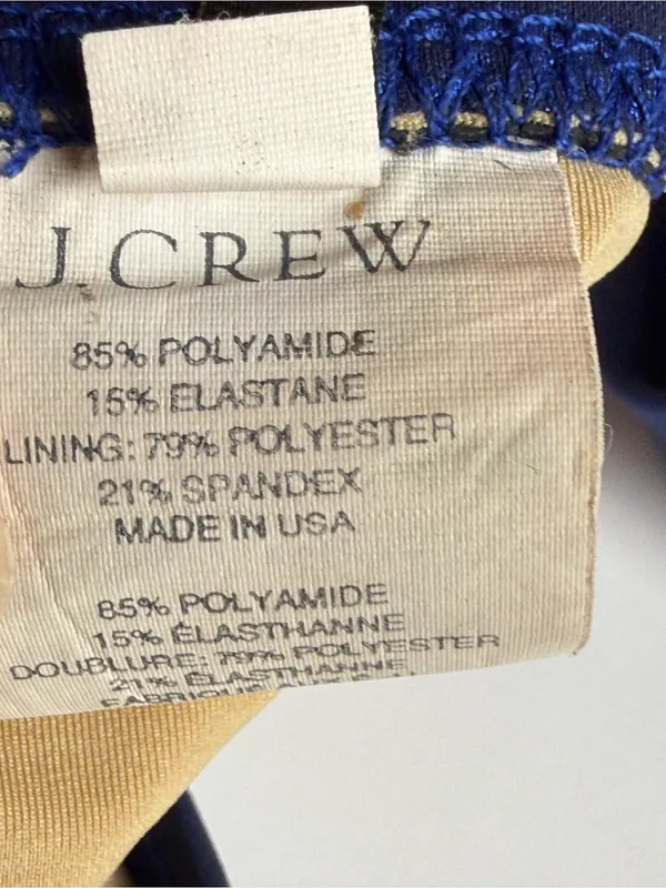 J.Crew Metallic Blue Bandeau Bikini Swimsuit Set Top M Bottom S Halter‎ Strap - Image 5