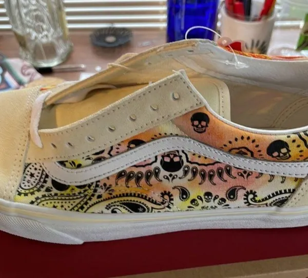 Vans Old Skool Bandana Flame Beige Orange size 8.5 - Image 10