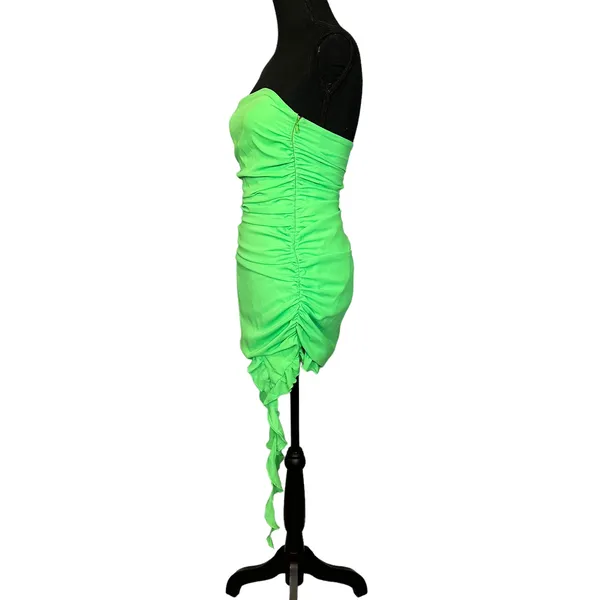Superdown Mermaid Green Mini Dress SMALL Ruffle Bodycon Ruched Revolve $84 NEW - Image 6