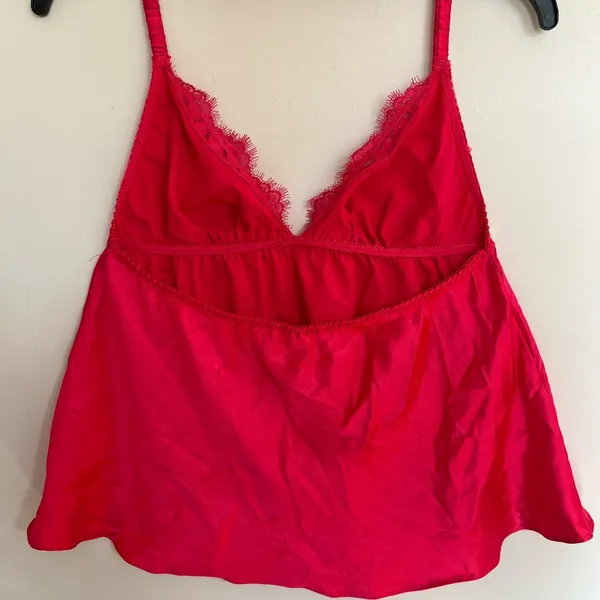 Victoria's Secret Red Satin Lace Trim Babydoll Camisole Top Size‎ Large - Image 12