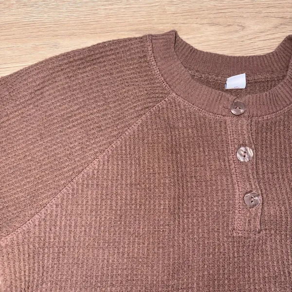 Old Navy Womens Brown Thermal Waffle Long Sleeve Medium - Image 5