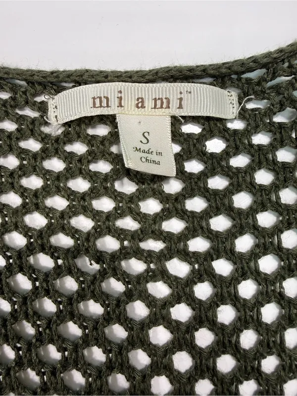 miami Olive Open-Knit Fringe Beach Coverup - Image 6